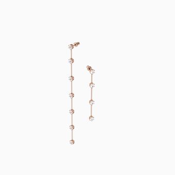 Constella earrings, Asymmetrical, White, Rose-gold tone plated